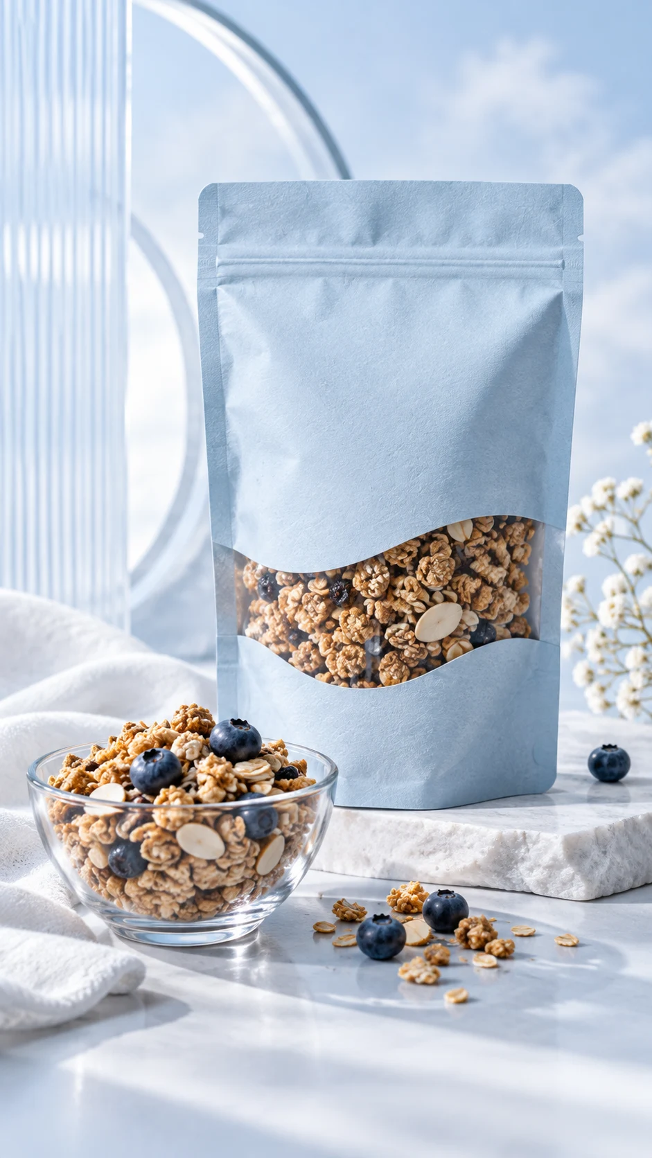Food & drink campaign photograph in Atellia's cloud-blue palette