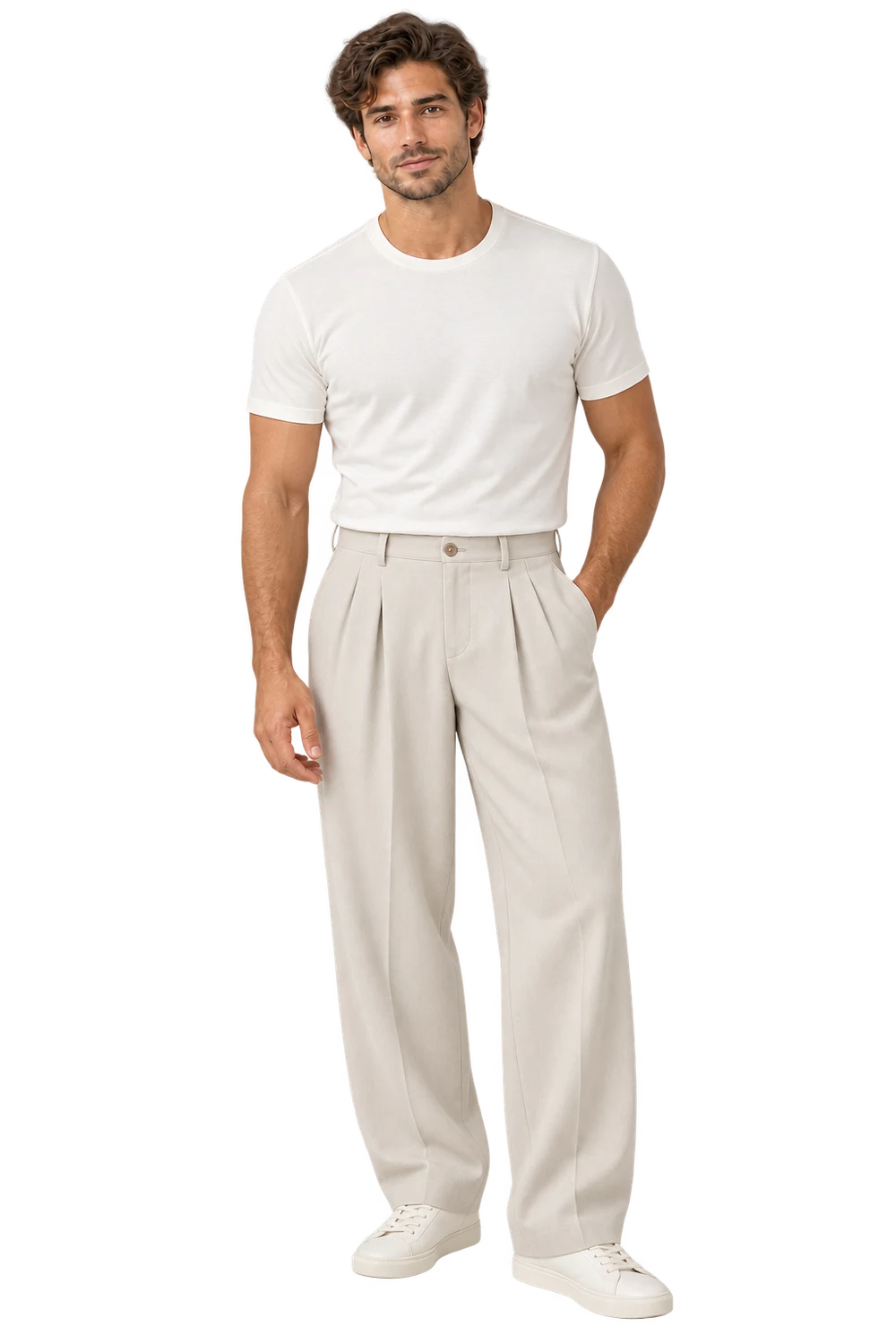 Pants campaign photograph in Atellia's cloud-blue palette